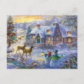Winterkerstsneeuwbuiksneeuw Feestdagenkaart (Voorkant)
