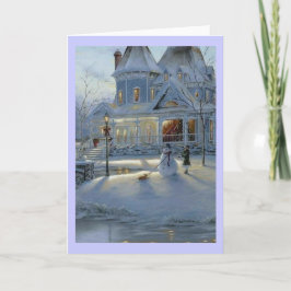 Winterkerstsneeuwscène Feestdagen Kaart