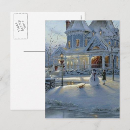 Winterkerstsneeuwscène Feestdagenkaart (Voorkant / Achterkant)