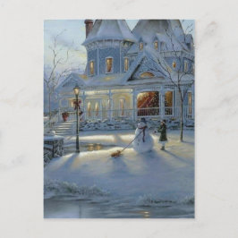 Winterkerstsneeuwscène Feestdagenkaart