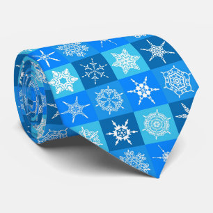 Winterkerstsnowflakes op blauw stropdas