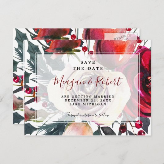 winterkerstvakantie met uitzondering van de datumk aankondigingskaart (Voorkant / Achterkant)