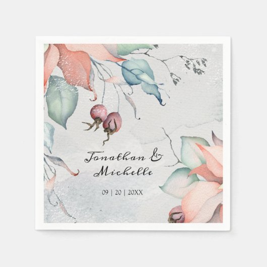 Winterkerstvakantie Waterverf bruiloft Servet (Voorkant)