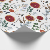Winterkeuken rustieke dennen & Sinaasappel kerst Cadeaupapier (Hoek)
