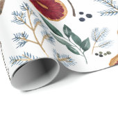 Winterkeuken rustieke dennen & Sinaasappel kerst Cadeaupapier (Rol Hoek)