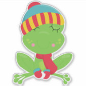 Winterkikker, kikker, groene kikker, Pet, karf Sticker (Voorkant)