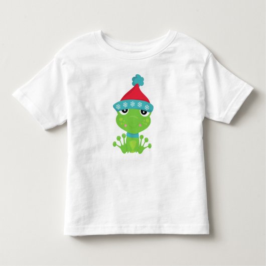 Winterkikker, stekker, groene kikker, scharretje,  kinder shirts (Voorkant)