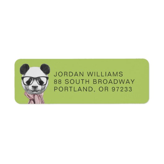 Winterklaar Panda Beer | Jouw namen toevoegen Etiket (Voorkant)