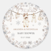 Winterkleding Baby Koud Buiten Baby shower Ronde Sticker (Voorkant)