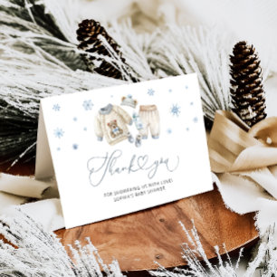 Winterkleding Boy Baby shower Bedankt Card