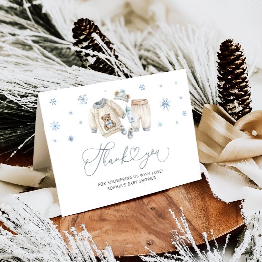 Winterkleding Boy Baby shower Bedankt Card