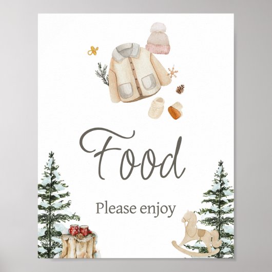 Winterkleding Het is koud buiten Baby shower eten Poster (Voorkant)