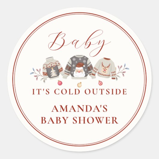  winterkleding Kerst Baby shower Ronde Sticker (Voorkant)