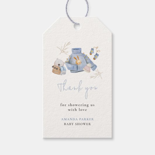 Winterkleding Speelgoed Meisje Baby shower Dank u Cadeaulabel (Voorkant)