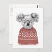 Winterkoala (rood) briefkaart (Voorkant / Achterkant)