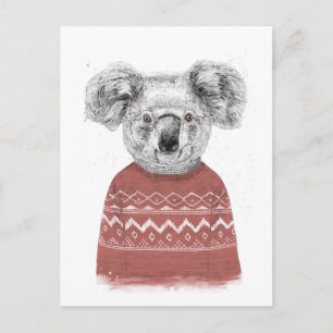 Winterkoala (rood) briefkaart