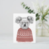 Winterkoala (rood) briefkaart (Staand voorkant)