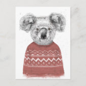 Winterkoala (rood) briefkaart (Voorkant)