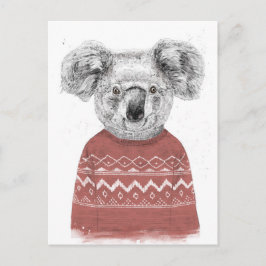 Winterkoala (rood) briefkaart
