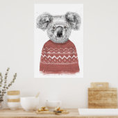 Winterkoala (rood) poster (Keuken)