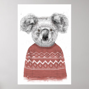 Winterkoala (rood) poster