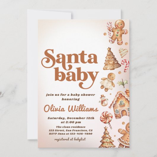 Winterkoekje Kerstmis Santa Baby shower Kaart (Voorkant)