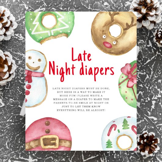 Winterkoekjes babyshower Late Night luiers Poster