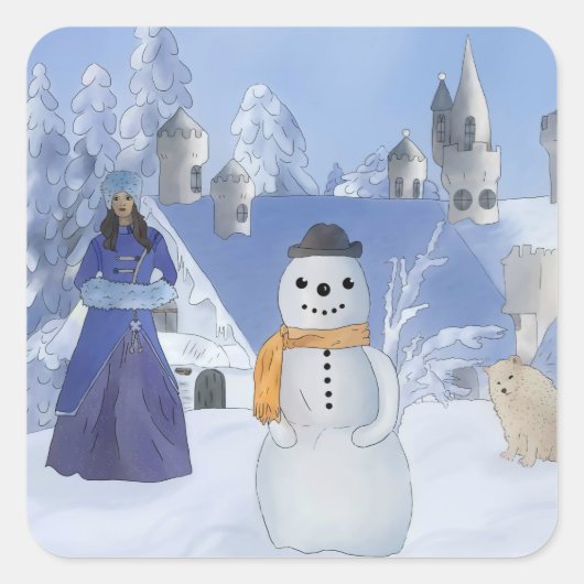 Winterkönigin Vierkante Sticker (Voorkant)