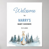 Winterkonijn Baby shower Welkomstbord Poster (Voorkant)