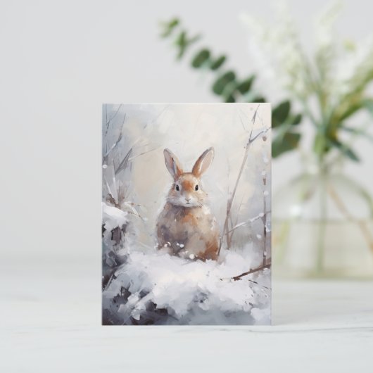 Winterkonijn Briefkaart (Staand voorkant)
