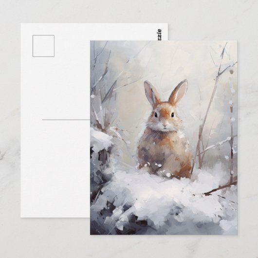 Winterkonijn Briefkaart (Voorkant / Achterkant)