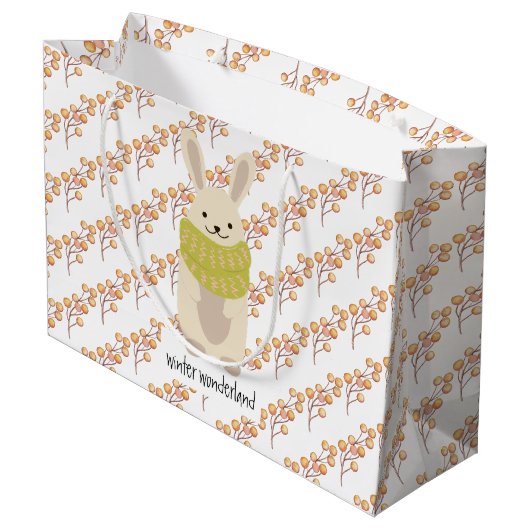 Winterkonijn Met Zijn Gestreepte Sjaal Groot Cadeauzakje (Achterkant Gekanteld)