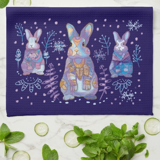 winterkonijn theedoek (Gevouwen)
