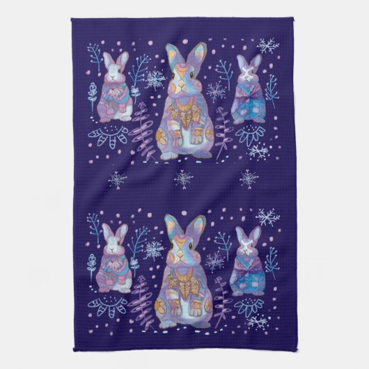 winterkonijn theedoek (Verticaal)