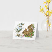  winterkonijnen Kerstmis Kaart (Gele Bloem)