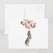 Winterkonijneneten Berry in Waterverf Briefkaart (Voorkant / Achterkant)