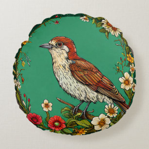 Winterkoning Bloemrijke Elegante Natuur Cadeau Rond Kussen