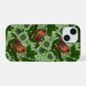 Winterkoning en kerstroos, lichtgroen iPhone 15 case (Achterkant horizontaal)