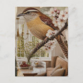 Winterkoning in de eetkamer Surreal collage Briefkaart (Voorkant)
