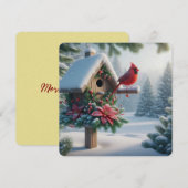 Winterkoning op een feestelijke vogelhuisje feestdagenkaart (Voorkant / Achterkant)