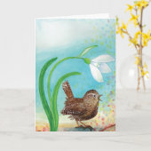 Winterkoninkje zingt bij het aanbreken van de dag  kaart (Gele Bloem)