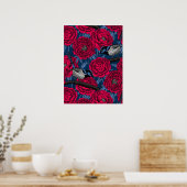 Winterkoninkjes in de pioenrozen poster (Keuken)