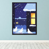 Winterkou en -vrede canvas afdruk (Insitu (Houten vloer))