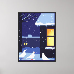 Winterkou en -vrede canvas afdruk