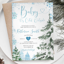Winterkoude Baby shower Blauwe sneeuwvlokken Kaart
