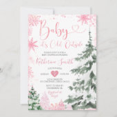 Winterkoude Baby shower bosroze sneeuwvlokken Kaart (Voorkant)