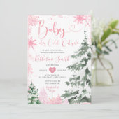Winterkoude Baby shower bosroze sneeuwvlokken Kaart (Staand voorkant)