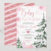 Winterkoude Baby shower bosroze sneeuwvlokken Kaart (Voorkant / Achterkant)