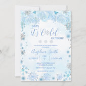 Winterkoude Baby shower buiten Blauwe Snowflake Kaart (Voorkant)