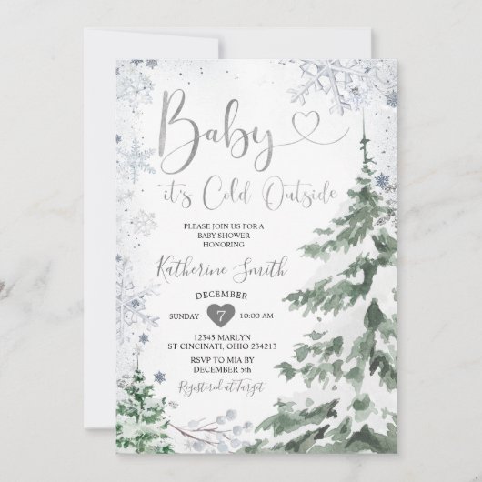 Winterkoude Baby shower Kaart (Voorkant)